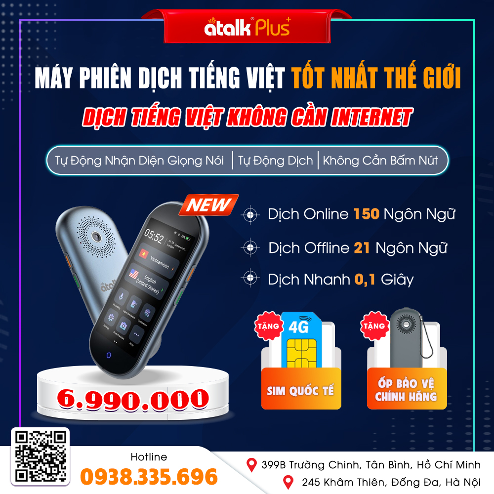 Máy Phiên Dịch ATalk Plus+ Phiên Bản Nâng Cấp - Dịch Tự Động Không Cần Bấm Nút Máy Phiên Dịch ATalk Plus+ Phiên Bản Nâng Cấp - Dịch Tự Động Không Cần Bấm Nút