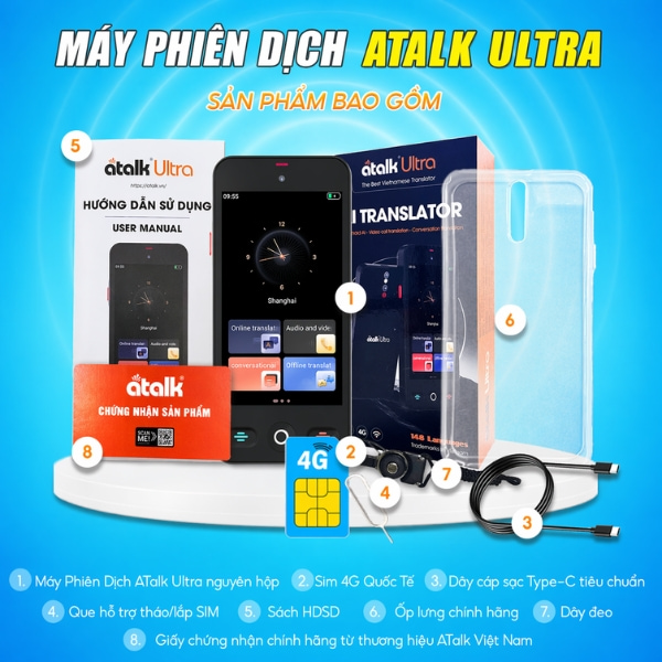 Bộ Sản Phẩm Của Máy ATalk Ultra Gồm Những Gì?