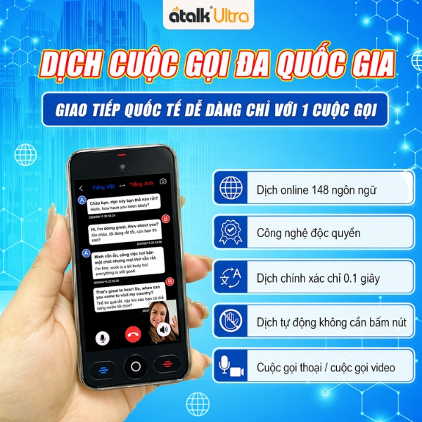 Máy Dịch ATak Ultra - Dịch Cuộc Gọi Xuyên Quốc Gia - Giao Tiếp Không Rào Cản
