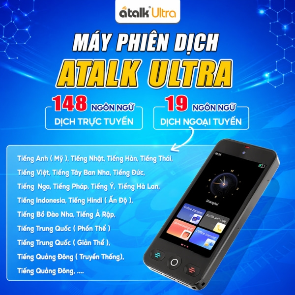 Máy Dịch Ngôn Ngữ Cầm Tay ATalk Ultra Hỗ Trợ Dịch 148 Ngôn Ngữ Online Và 19 Ngôn Ngữ Offline