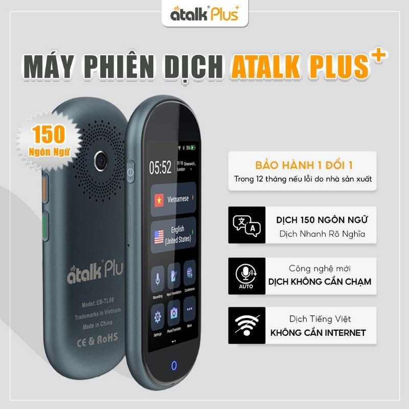 Máy Phiên Dịch ATalk Plus+ - Dịch Tự Động 150 Ngôn Ngữ Không Cần Bấm Nút