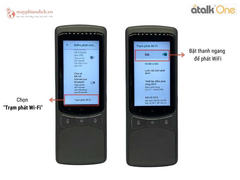 Máy Atalk One còn tích hợp chức năng chia sẻ kết nối mạng