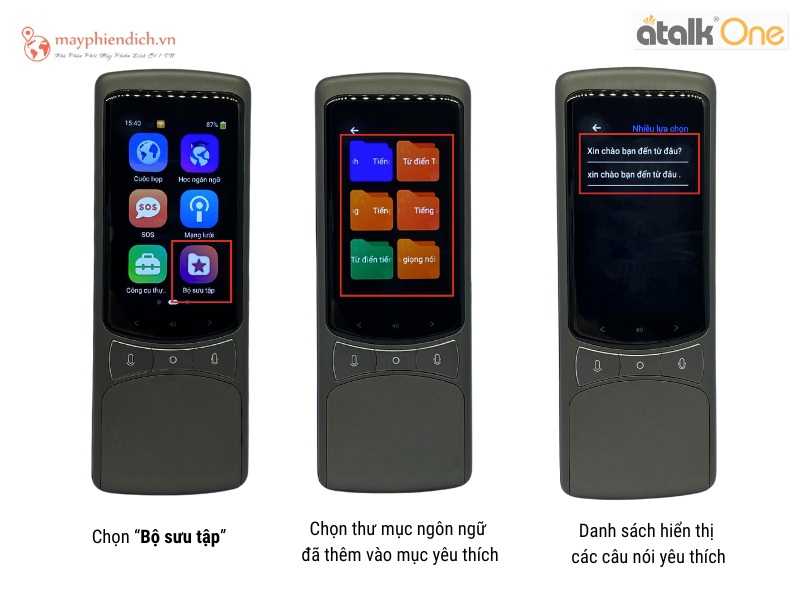 Mục yêu thích trên Atalk One cho phép bạn lưu lại các câu dịch quan trọng hoặc từ vựng cần ghi nhớ