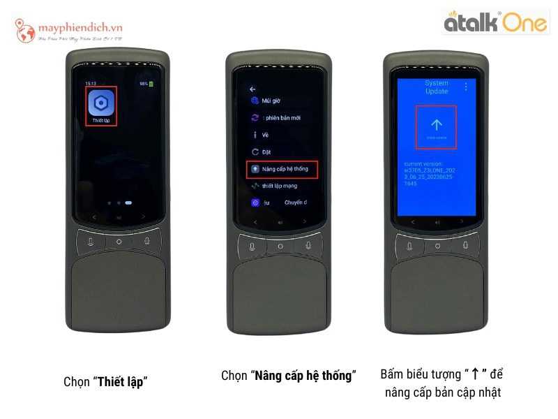 Máy sẽ tự động tải và cài đặt phiên bản phần mềm mới nhất nếu có