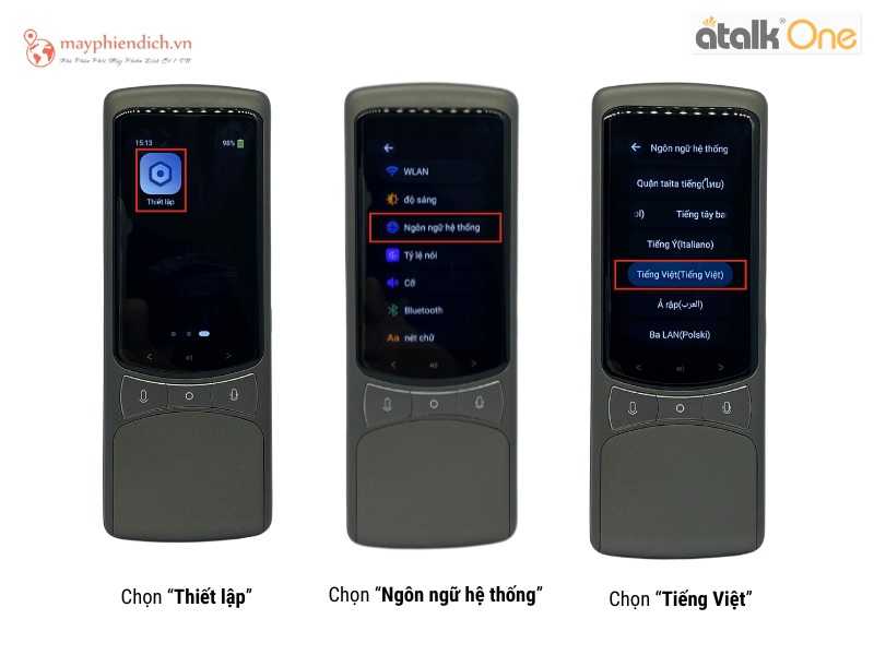 Thiết lập ngôn ngữ hệ thống cho máy Atalk One