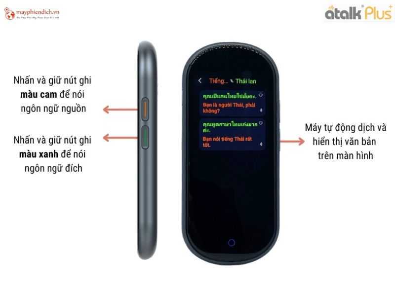 Máy sẽ tự động chuyển đổi giọng nói thành văn bản và phát âm bản dịch