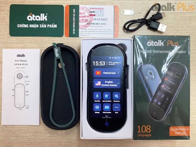 Phụ kiện đi kèm khi mua máy phiên dịch Atalk Plus+