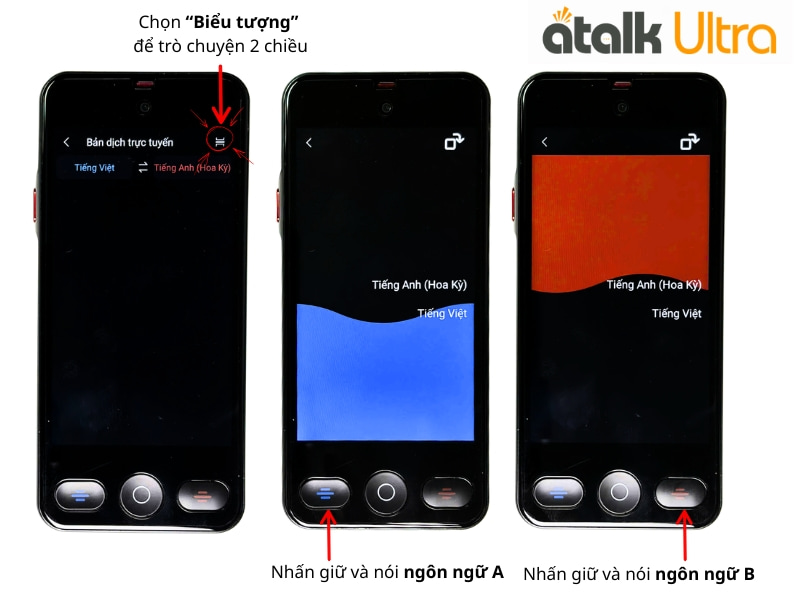 Cách Dịch Giọng Nói 2 Chiều Online Trên Máy Thông Dịch ATalk Ultra