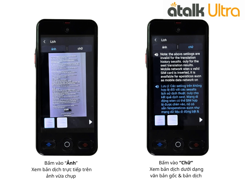 Cách Dịch Hình Ảnh Bằng Camera Trên Máy Dịch ATalk Ultra