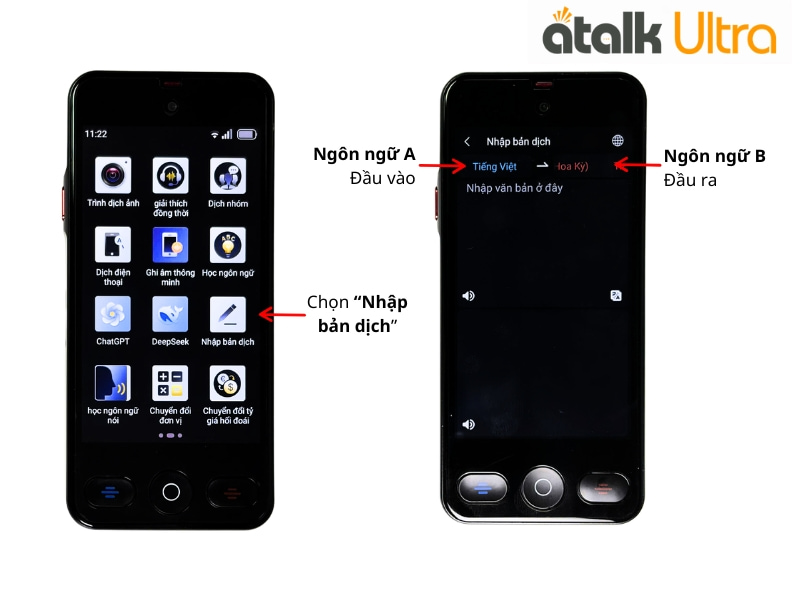 Cách Dịch Văn Bản Trên Máy Phiên Dịch Đa Ngôn Ngữ ATalk Ultra