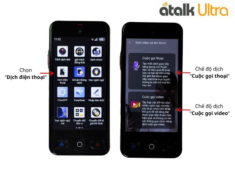 Cách Dùng Tính Năng Dịch Cuộc Gọi Video Trên Máy Thông Dịch Cao Cấp ATalk Ultra