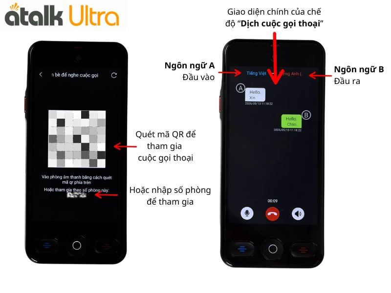 Cách Sử Dụng Tính Năng Dịch Gọi Thoại Trên Máy Phiên Dịch Ngôn Ngữ ATalk Ultra
