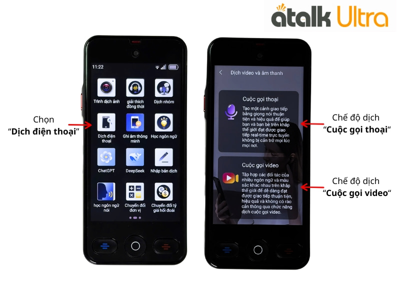 Hướng Dẫn Cách Dịch Cuộc Gọi Thoại Trên Thiết Bị Hỗ Trợ Phiên Dich ATalk Ultra