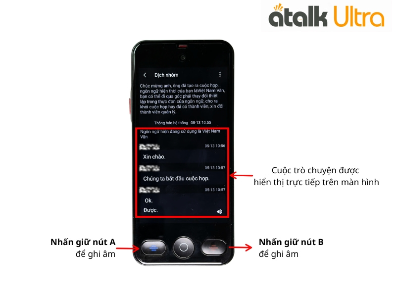 Hướng Dẫn Sử Dụng Tính Năng Phiên Dịch Hội Nhóm Trên Thiết Bị ATalk Ultra