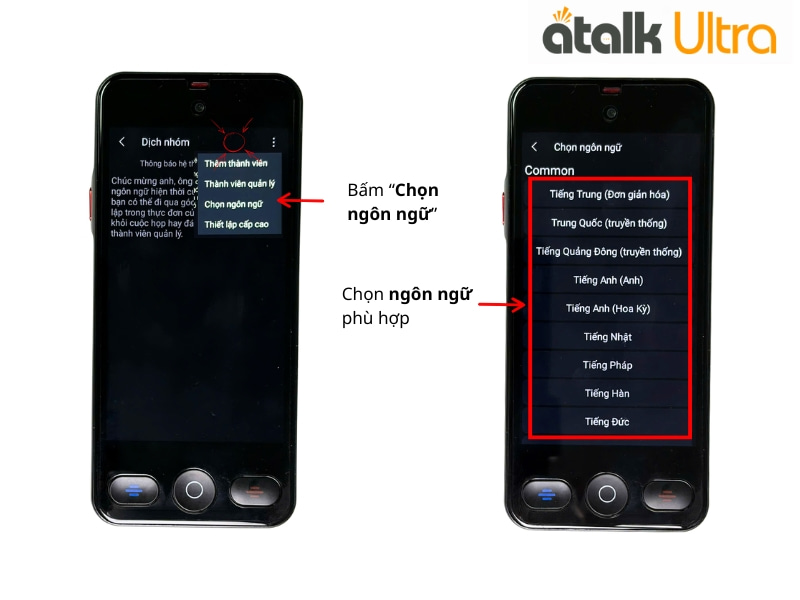 Thiết Lập Ngôn Ngữ Khi Dịch Hội Nhóm