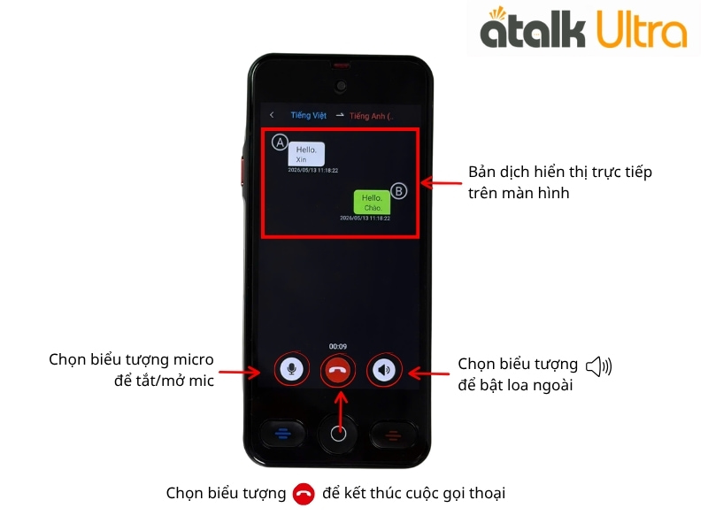 Tính Năng Dịch Cuộc Gọi Thoại Trên Máy Phiên Dịch Cuộc Gọi Xuyên Quốc Gia ATalk Ultra