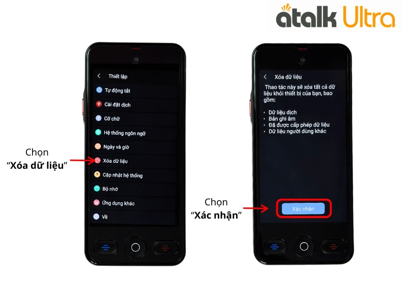 Xóa Dữ Liệu Vĩnh Viễn Trên Máy Hỗ Trợ Phiên Dịch ATalk Ultra
